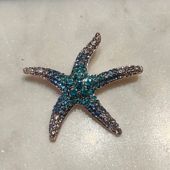 3/$20 Cute Sparkly Starfish Pin Brooch Gold-tone - Picture 2 of 5